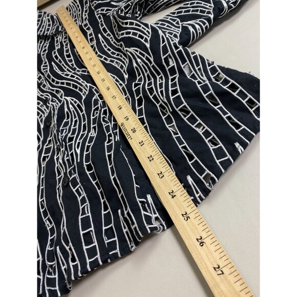 Samuel Dong Eyelet Black White Top Women size XL Artsy Art to wear Designer Boho - Picture 5 of 16